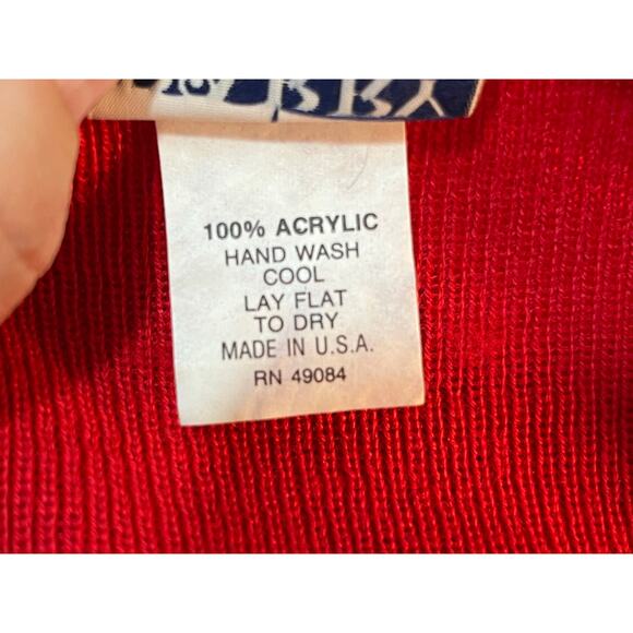 VTG Barry & Me Sweater Large Red Sequin Celestial Stars and Moon 80s 90s - Picture 6 of 7